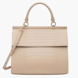 MODERN PICNIC ANTHROPOLOGIE New Large Luncher Vegan Croc Embossed Lunch Bag Faux